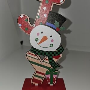 Festive Snowman 'Joy' Wooden Sign / Decor